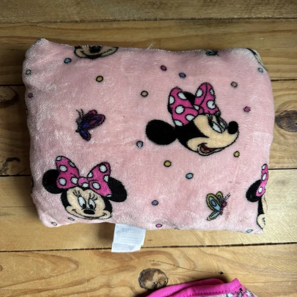Disney Blanket Throw and Pillow Set Minnie Mouse Pink Butterflies 40 X 49